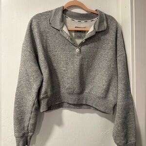 Grey Madewell Quarter Button Sweatshirt
